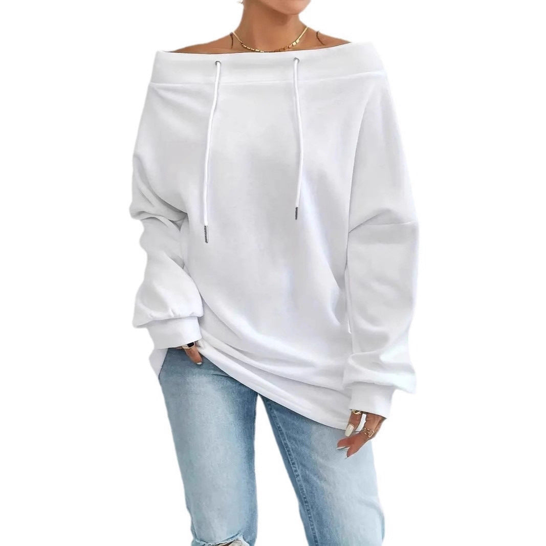 Oversized sweatshirt for women with casual neckline and off-shoulder Lune London