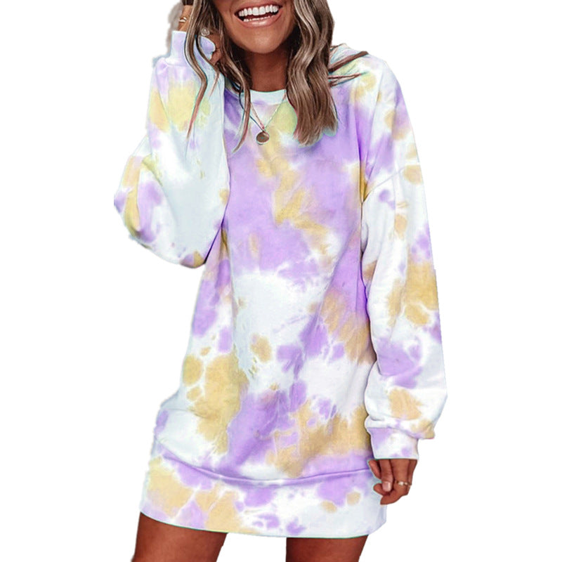 Casual sweatshirt dress for women with unique batik pattern Lune London