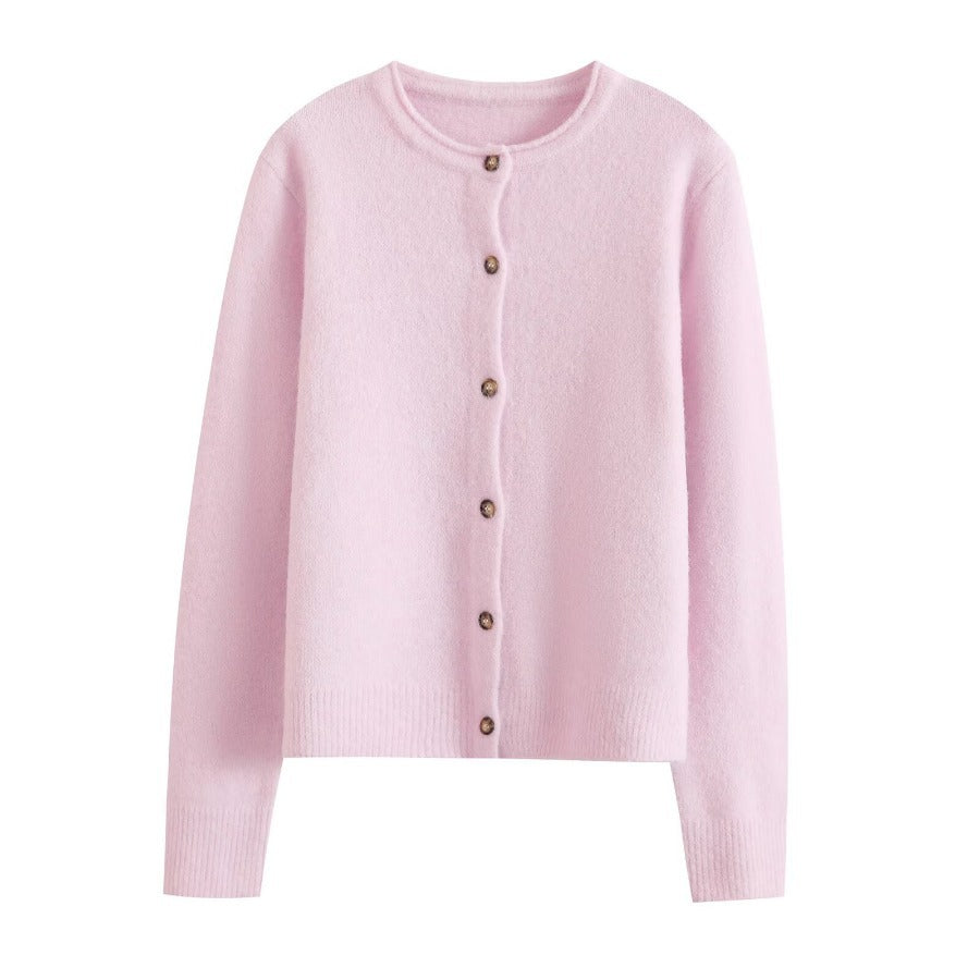 Comfortable knitted jacket for women with chic button details and style