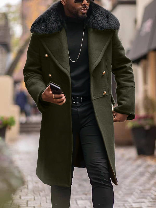 Men's Elegant Wool Jacket with Faux Fur Collar Lune London