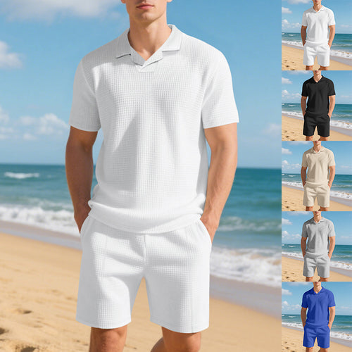 Men's high-quality short sleeve set with textured design and elastic waist Lune London