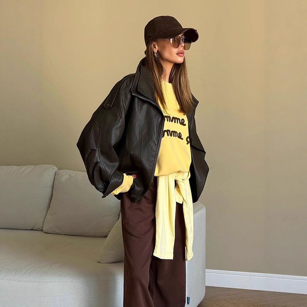 Women's Oversized Leather Jacket Chic Und Stil
