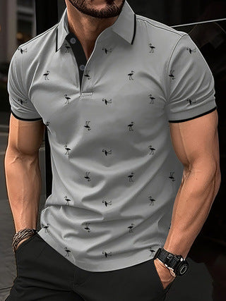 Short sleeve polo shirt for men with Lune London pattern