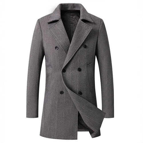 Elegant double-breasted coat for men in herringbone pattern Lune London