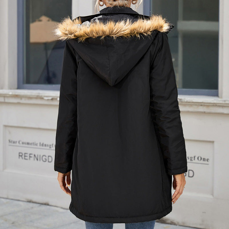 Fashion transition jacket for women with removable faux fur collar and practical zip pockets Lune London