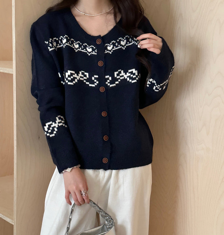 Ladies Cozy Knit Cardigan with Unique Pattern Lune London
