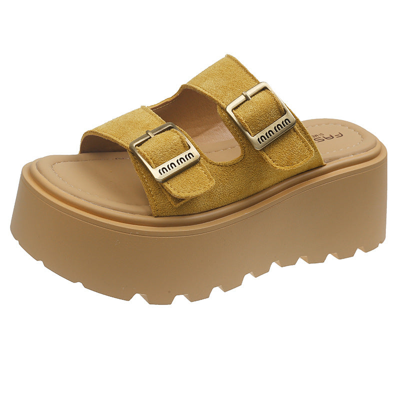 Women's platform sandals with double strap design and non-slip sole Lune London