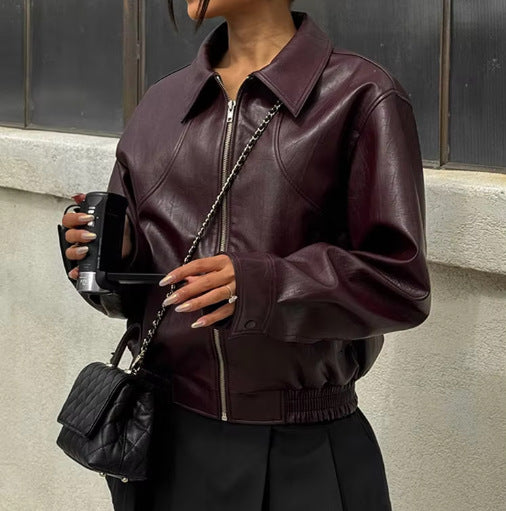 Faux leather jacket for women with a distinctive cut Lune London