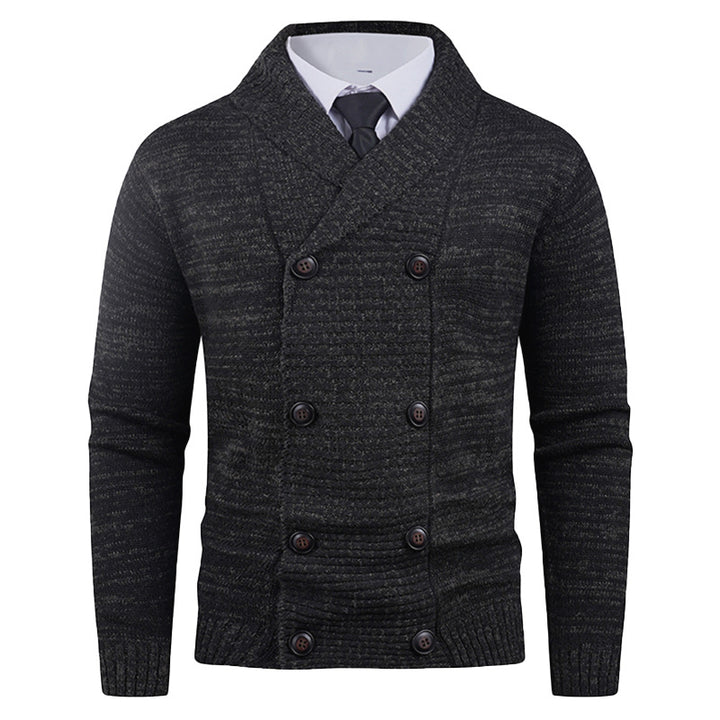 Men's knitted jacket with double row of buttons and fine texture Lune London