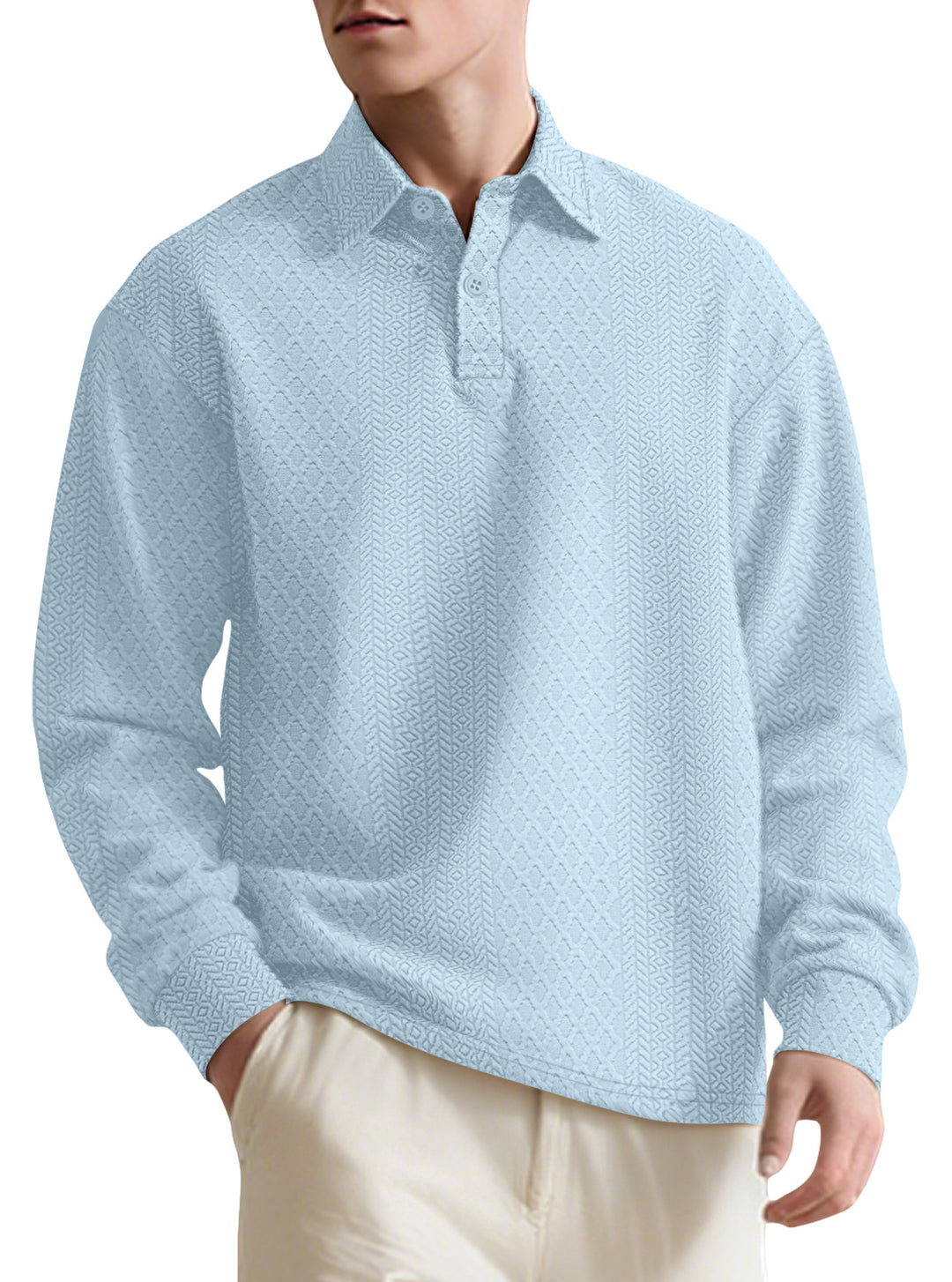 Men's long sleeve shirt with textured surface and elegant button placket Lune London