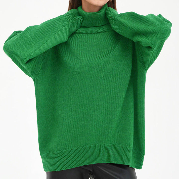 Women's Oversized Turtleneck Sweater with Ribbed Texture Lune London