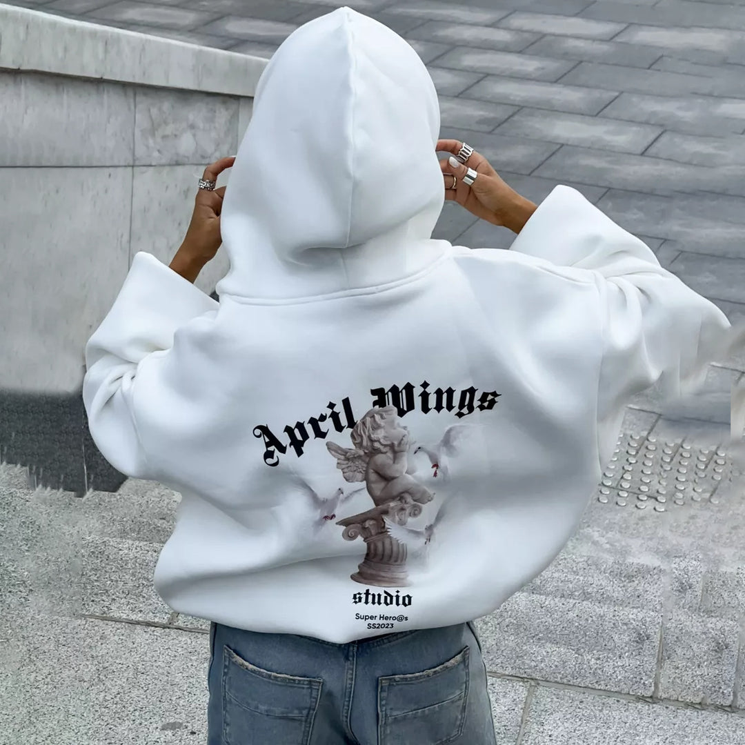 Women oversized hoodie with chic and stylish artistic print