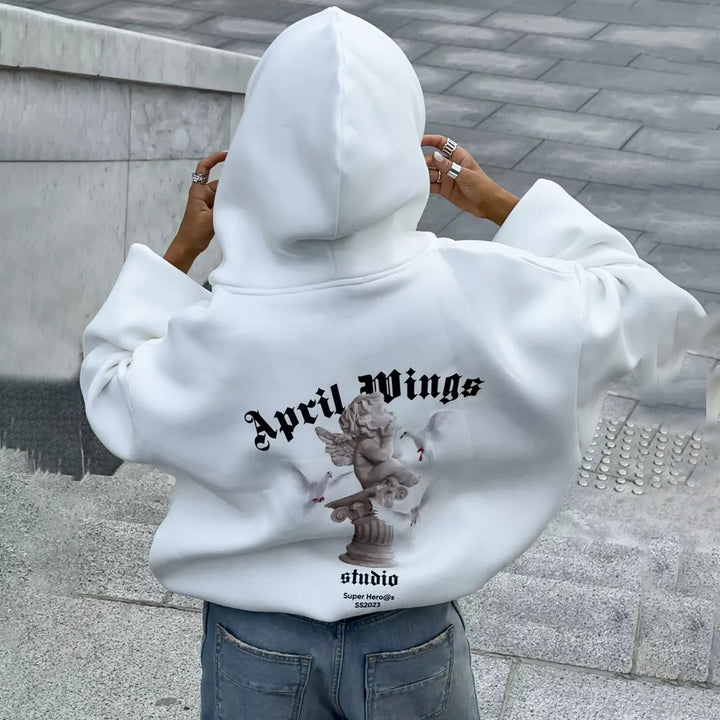 Women oversized hoodie with chic and stylish artistic print