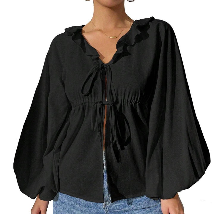 Shirt-jacket for women with voluminous sleeves and ruffle details Chic & Stil