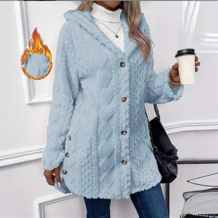 Ladies Cozy Teddy Jacket with Button Closure Lune London