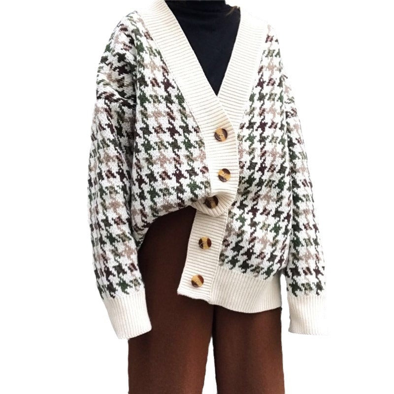 Femmes Gingham Cardigan Chic & Stil