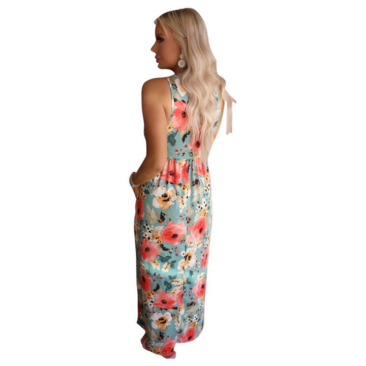 Robe maxi pour femmes avec design floral et taille élastique Chic & Stil
