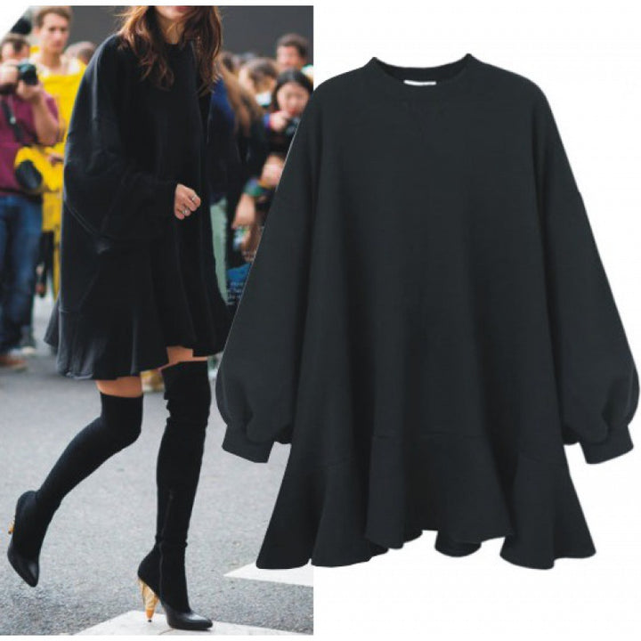 Robe sweat-shirt surdimensionnée pour femmes avec ourlet volumineux à volants Chic & Stil