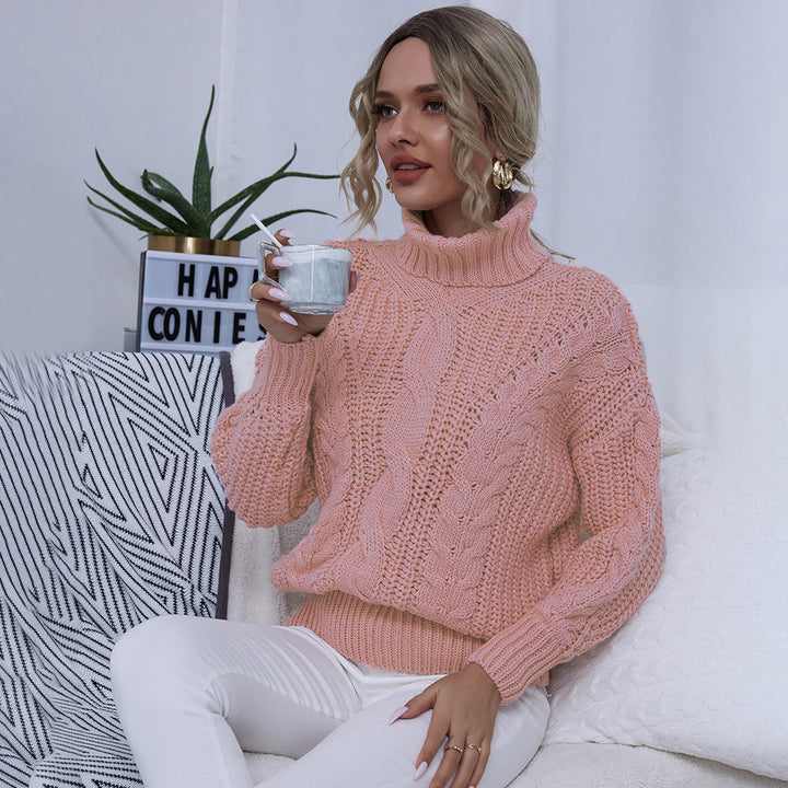 Ladies comfortable turtleneck sweater with high-quality twisted pattern Lune London