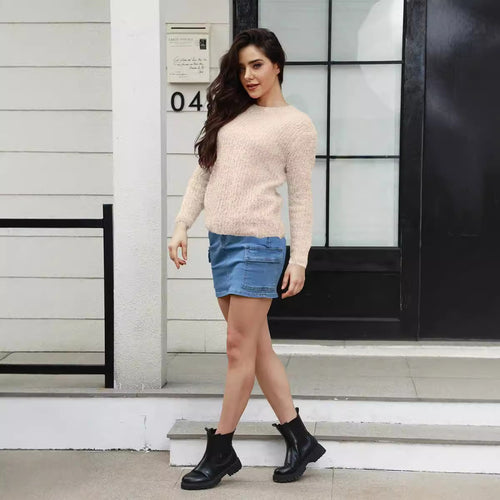 Ladies Comfortable Knit Sweater with Relaxed Fit and Fine Texture Lune London