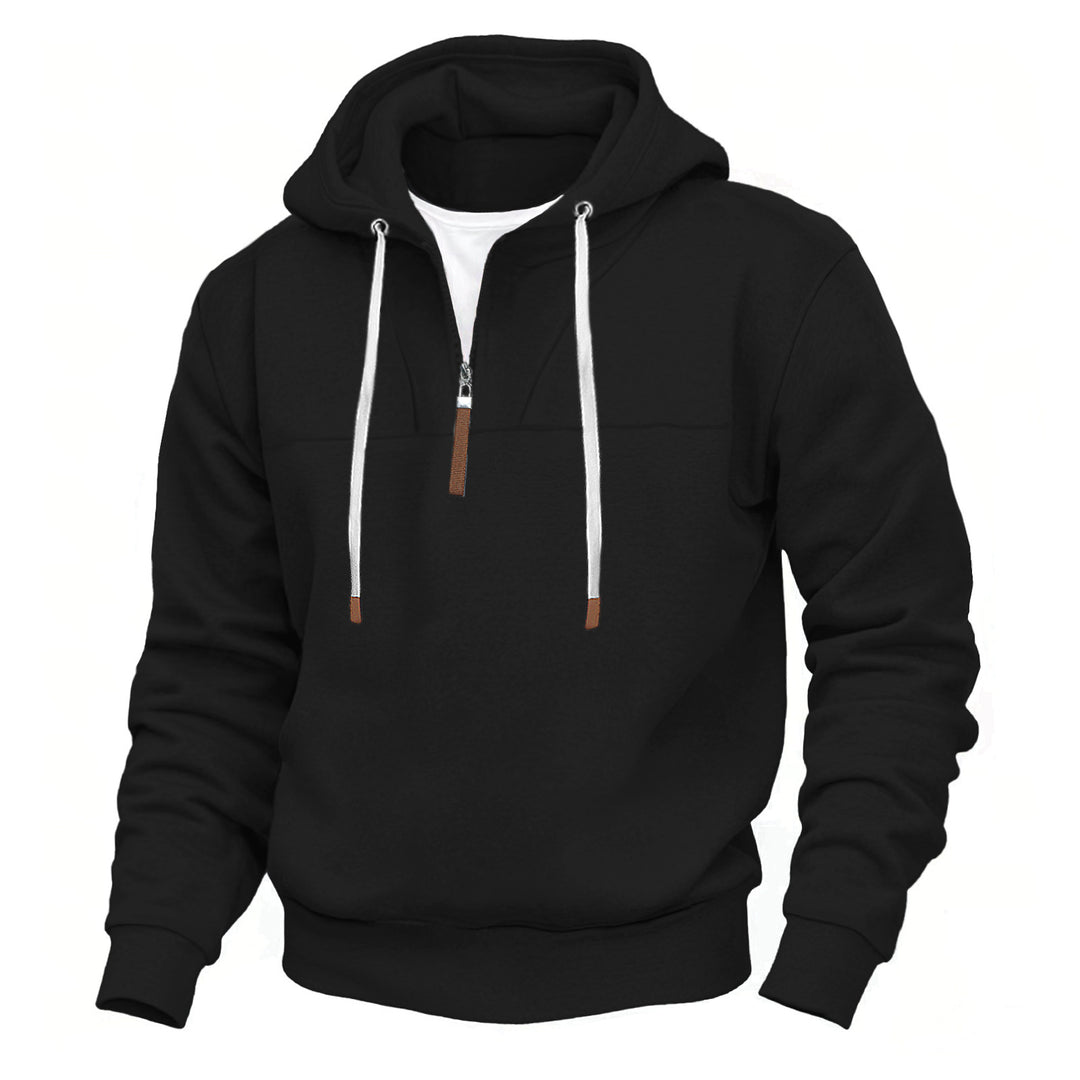 Men's hoodie with partial zip and contrasting details Lune London