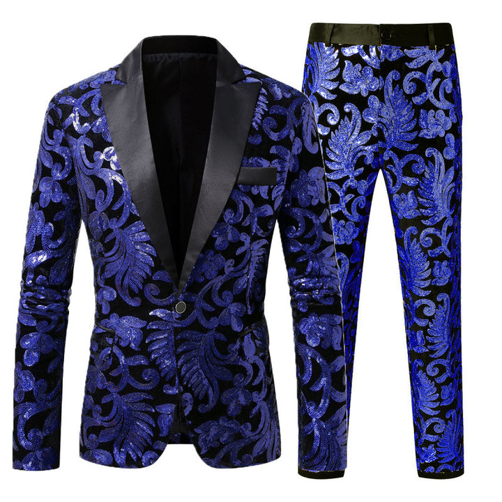 Men's Elegant sequin tuxedo set with floral pattern Lune London
