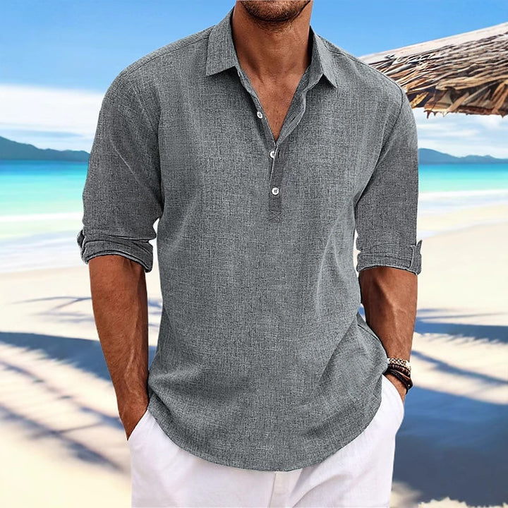 Light linen shirt for men with three-quarter sleeves Chic und Stil