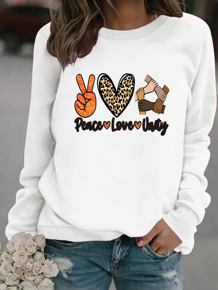 Sweatshirt pour femmes avec un design créatif Paix, Amour & Unité Chic & Stil
