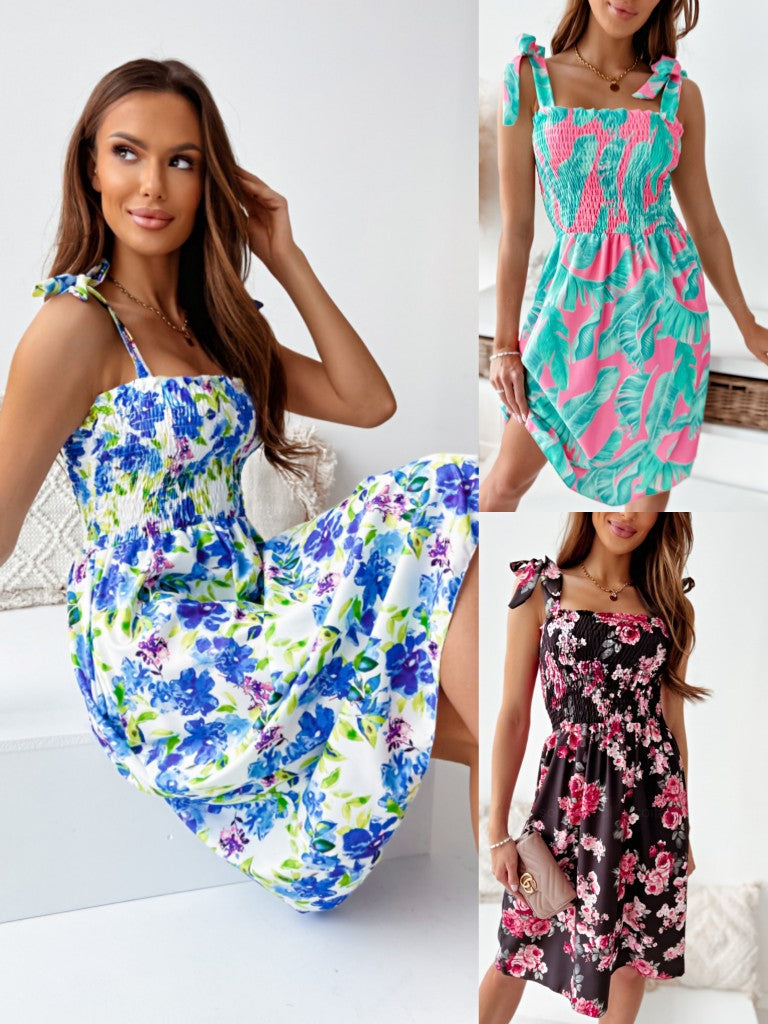 Lune London floral smocked midi dress for women