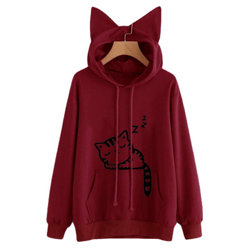 Women’s hoodie with cat ears and cute print Lune London