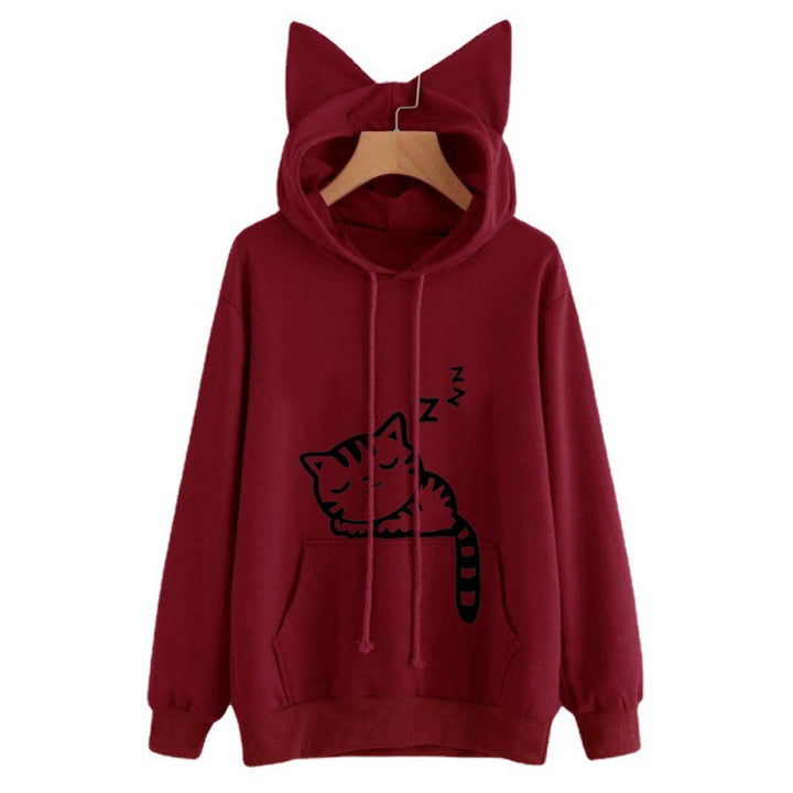 Women’s hoodie with cat ears and cute print Lune London
