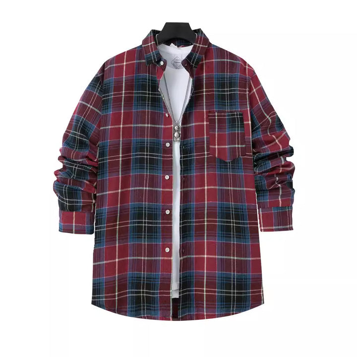 Men's patterned flannel shirt with practical chest pocket and button-down collar Lune London