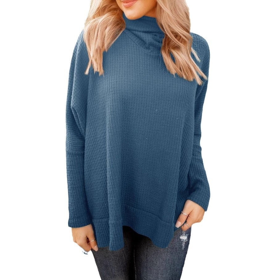 Pull décontracté pour femmes avec col montant et tissu texturé Chic & Stil