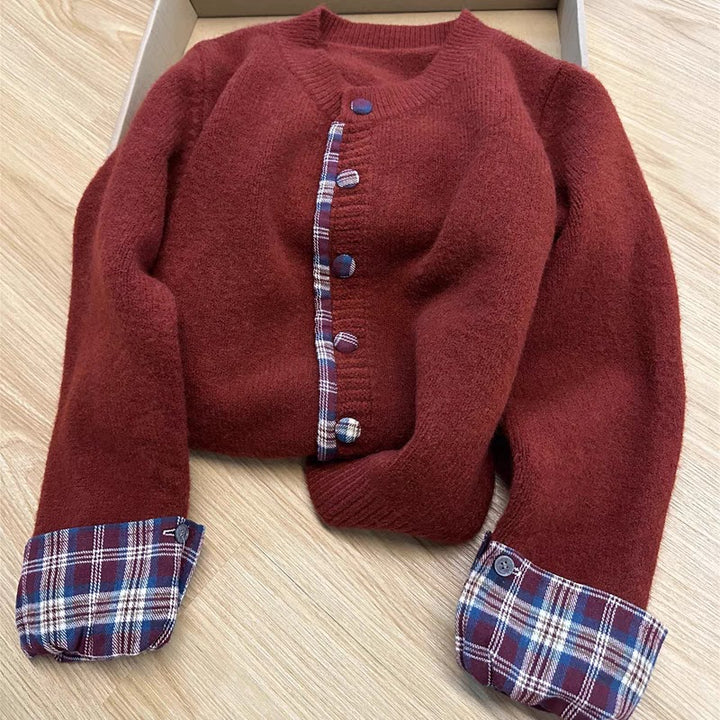 Cardigan femme avec motif à carreaux et détails de boutons élégants Chic & Stil