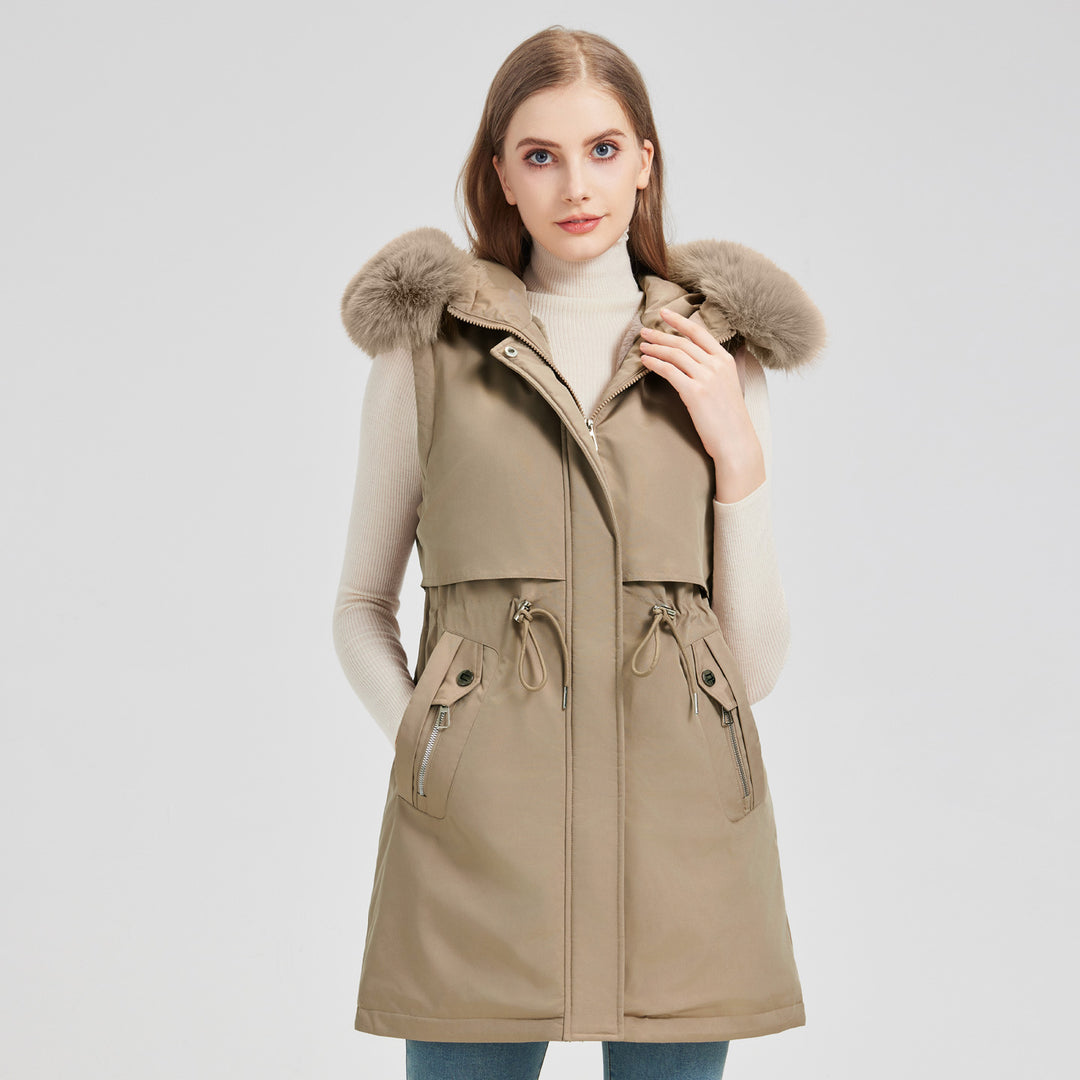 Ladies Exclusive Functional Jacket with Removable Hood and Decorative Faux Fur Lune London