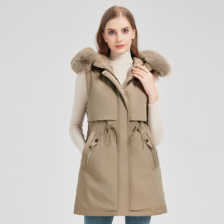 Ladies Exclusive Functional Jacket with Removable Hood and Decorative Faux Fur Lune London