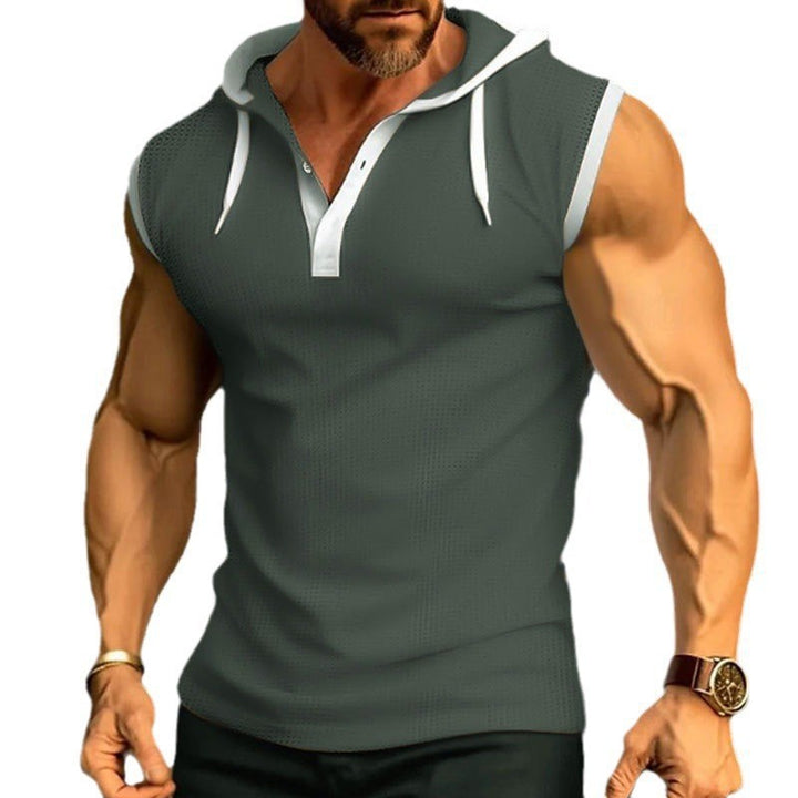 Sleeveless polo for men with modern cut and practical hood Lune London