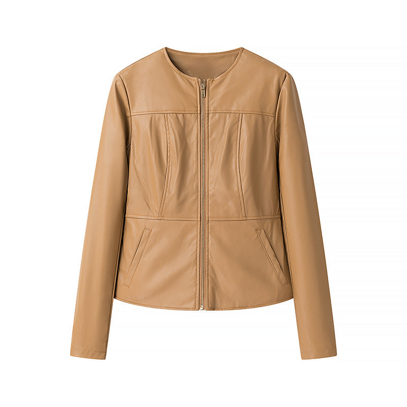 Veste en cuir synthétique pour femmes avec coupe sur mesure et fermeture éclair Chic & Stil