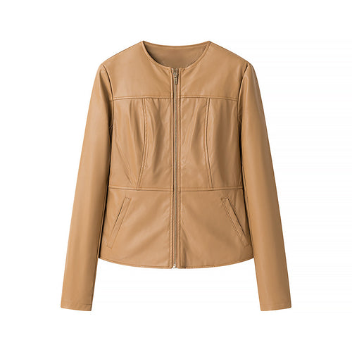 Veste en cuir synthétique pour femmes avec coupe sur mesure et fermeture éclair Chic & Stil