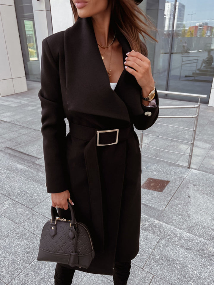 Ladies Elegant Coat with Belt and Classic Cut Lune London