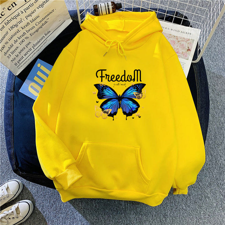 Ladies hooded sweatshirt with artistic butterfly design Chic & Stil