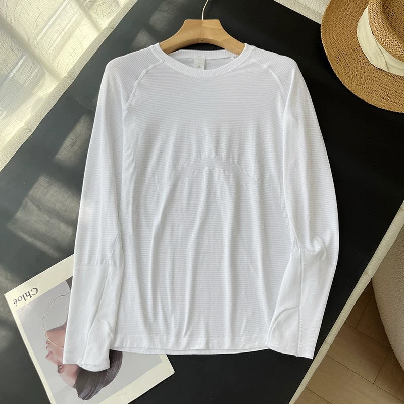 T-shirt de sport à manches longues respirant pour femmes avec gestion de l'humidité innovante Chic & Stil