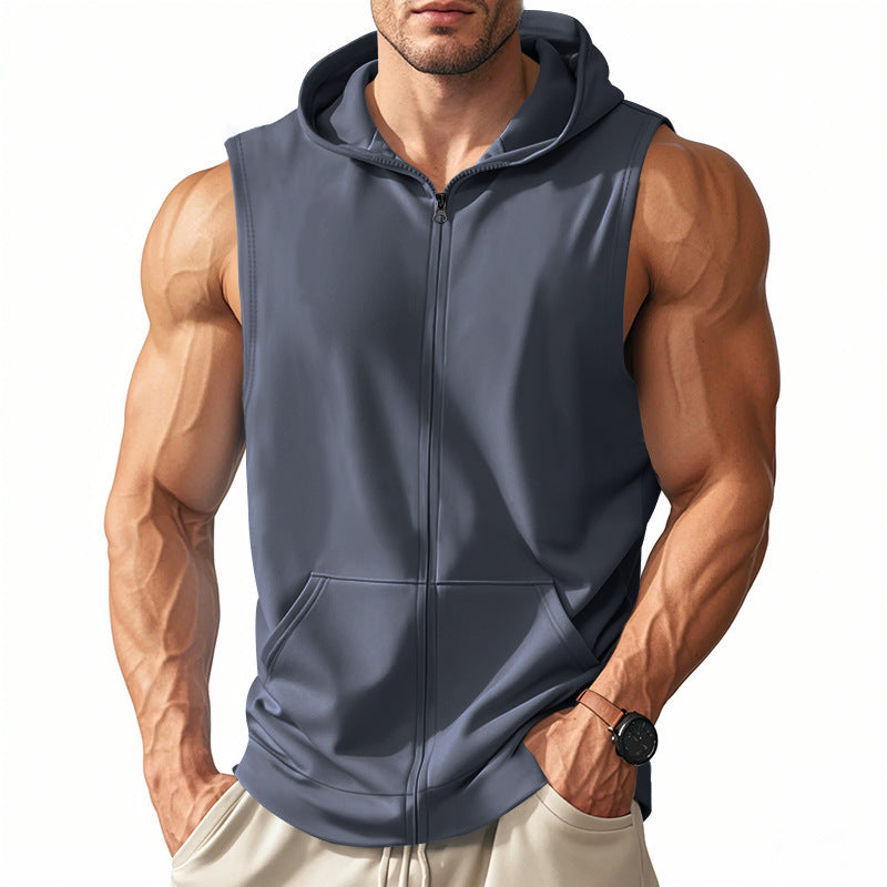 Hooded vest for men with practical pockets and full zip Lune London