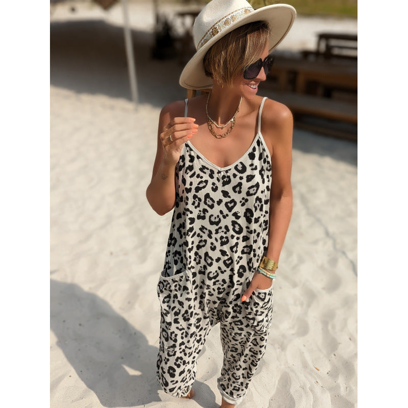 Ladies lounge jumpsuit leopard pattern Lune London