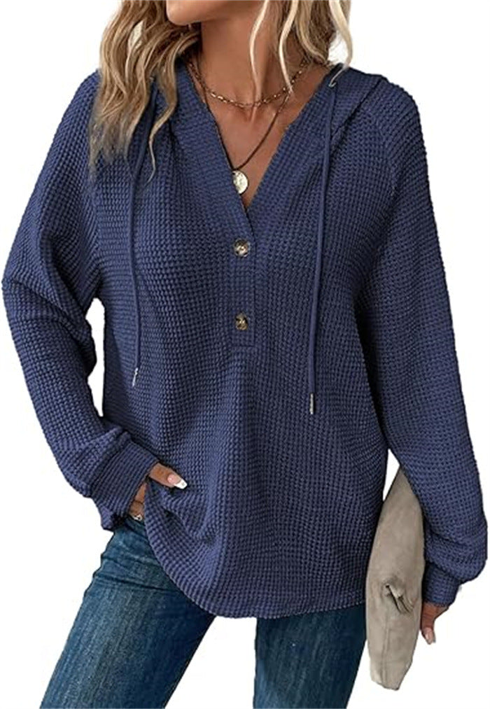 Ladies hooded sweatshirt in waffle texture Lune London
