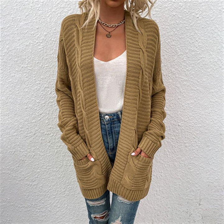 Women Chunky Knit Cardigan with Deep Pockets and Open Front Lune London