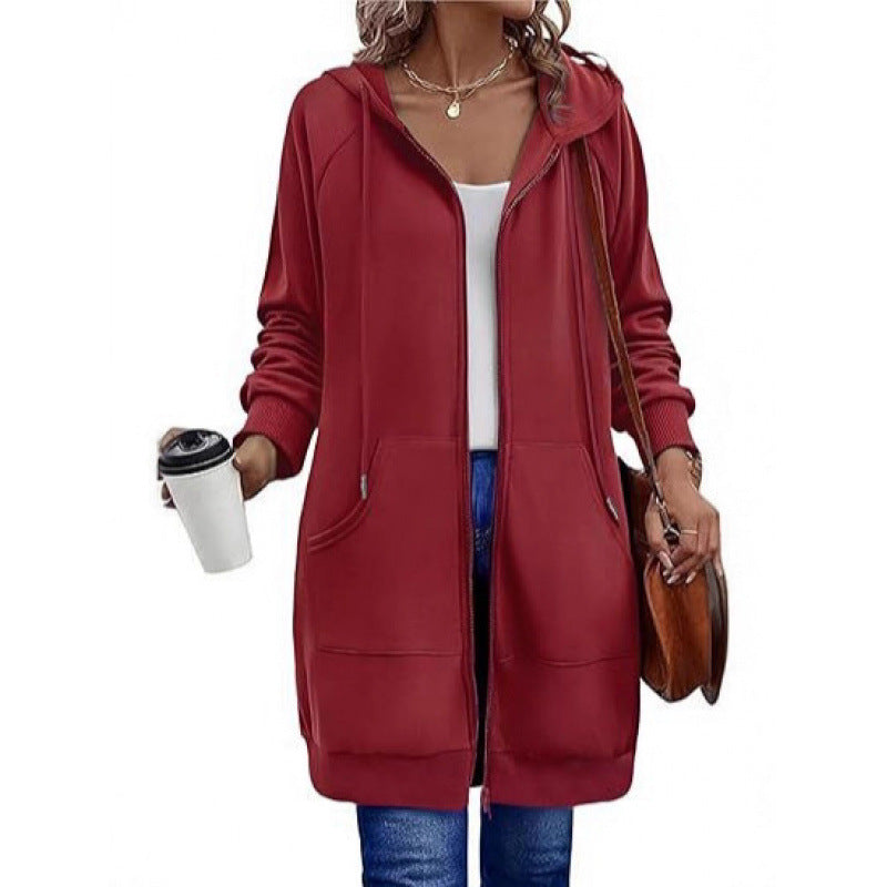 Fashion hooded jacket for women with side pockets and zipper Lune London