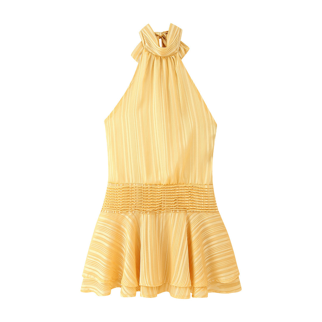Lady Top with backless design, ruffled hem, and elastic waist Lune London