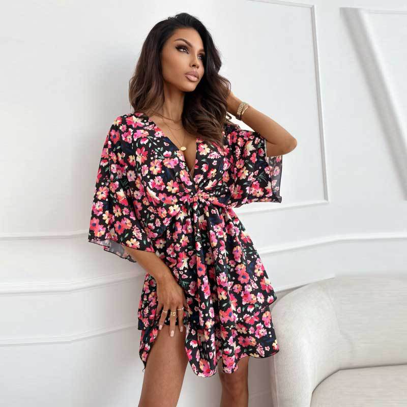 Ladies Dream Collar Floral Mini Dress Lune London