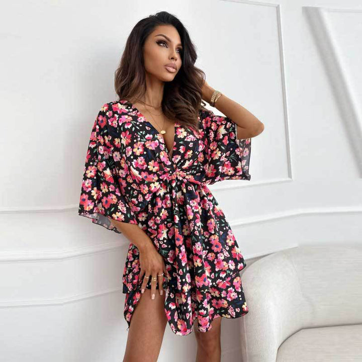 Ladies Dream Collar Floral Mini Dress Lune London